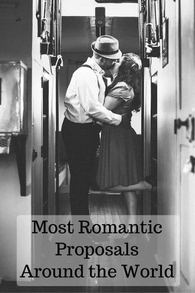 Social image that says \"Most Romantic Proposals Around the World.\"
