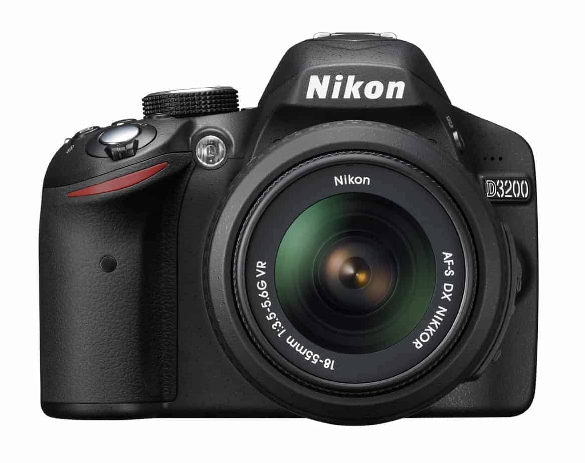 A black Nikon camera D3200.