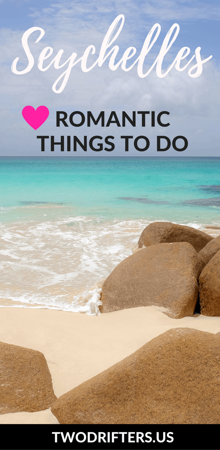 Pinterest social share image that says, "Romantic Things to do in Seychelles."