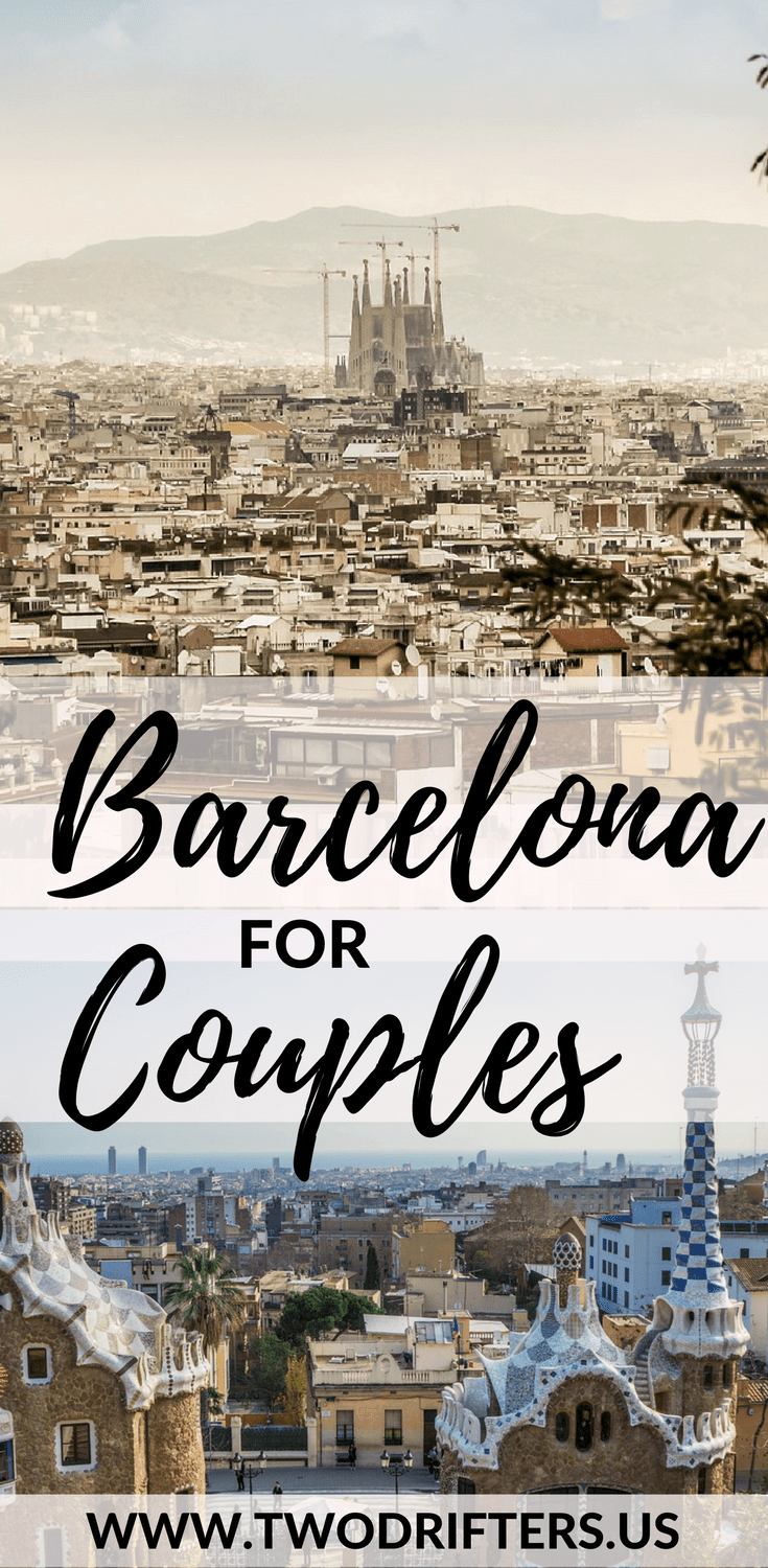 Pinterest social share image that says "Barcelona for Couples."