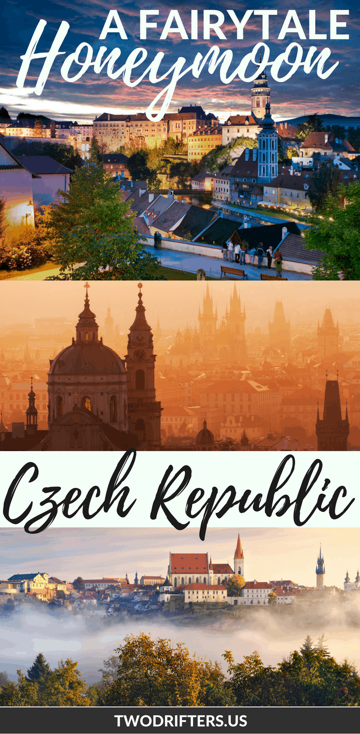 Pinterest social share image that says, "A Fairytale Honeymoon Czech Republic."