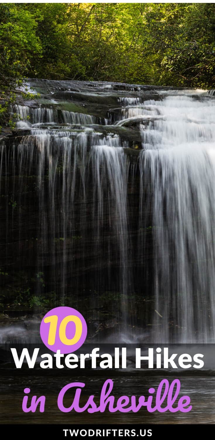 Social share image for Pinterest that says, "10 Waterfall Hikes in Asheville."