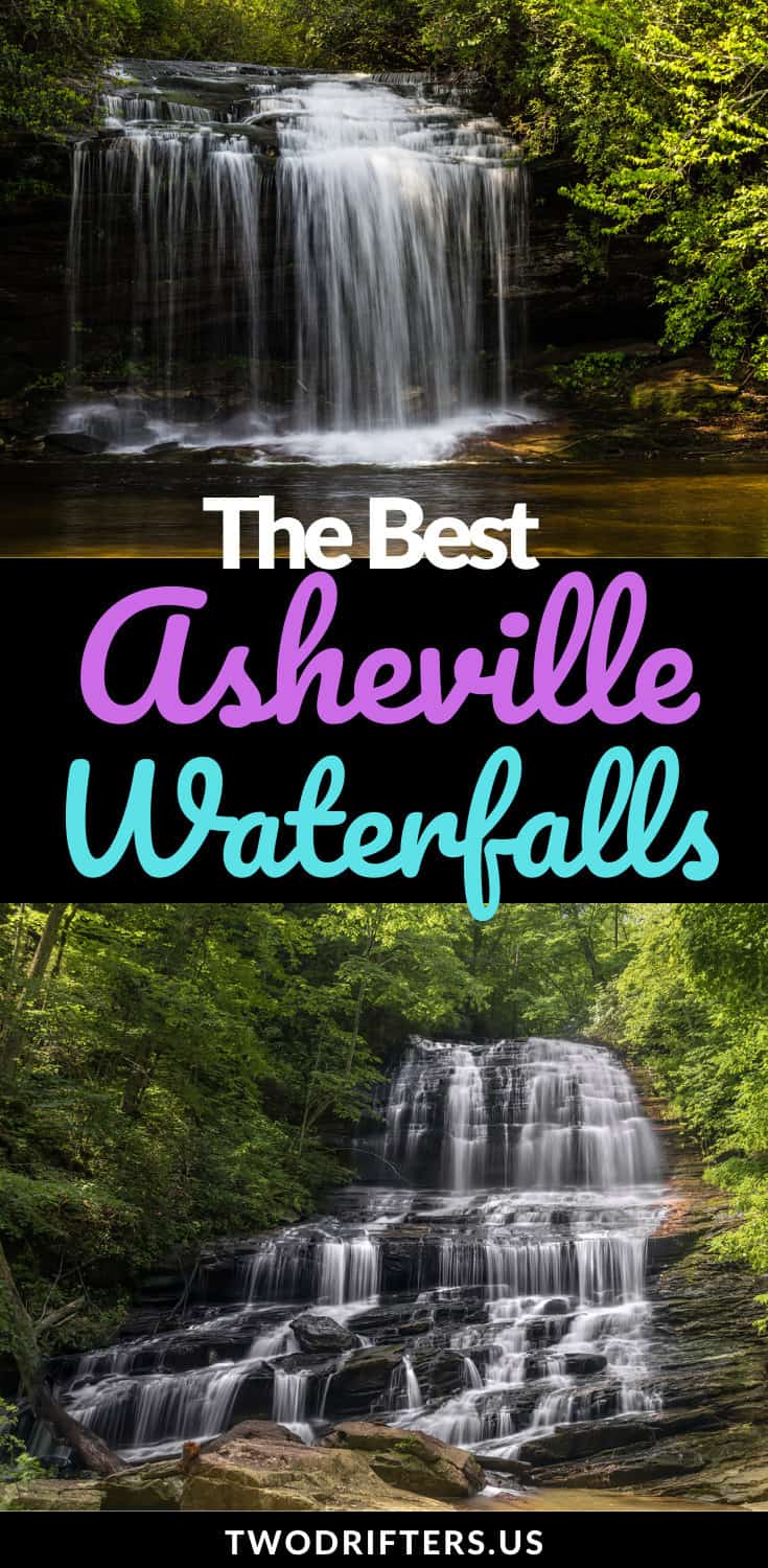 Social share image for Pinterest that says, "The Best Asheville Waterfalls."
