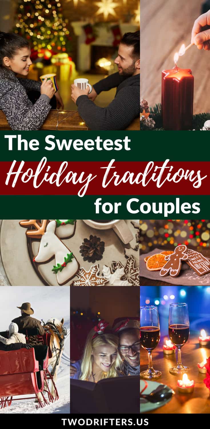 Pinterest social share image that says "The Sweetest Holiday Traditions for Couples."