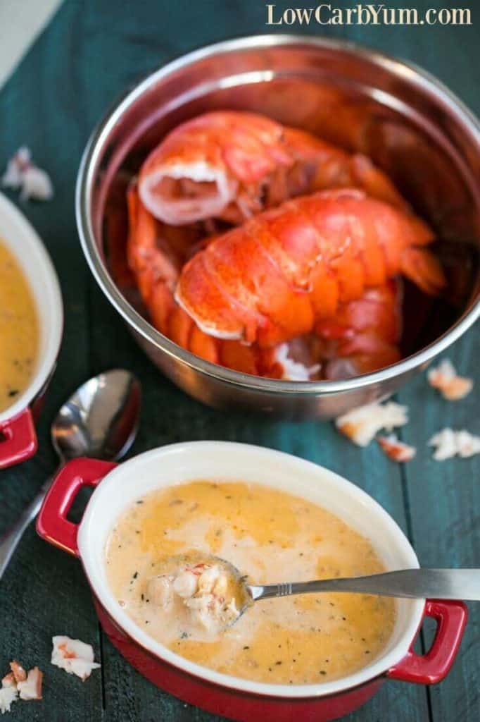 Lobster in a silver bucket.