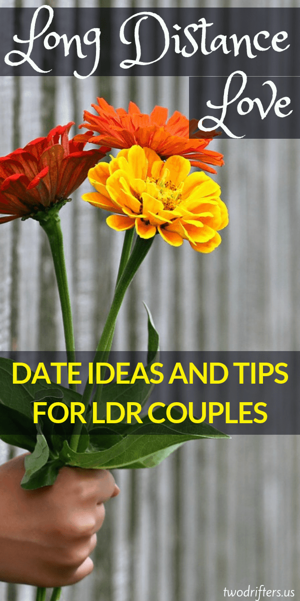Pinterest social share image that says "Date Ideas and Tips for LDR Couples."