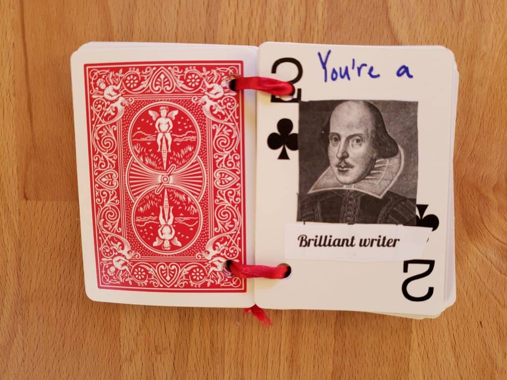 Card open that says You're a brilliant writer.