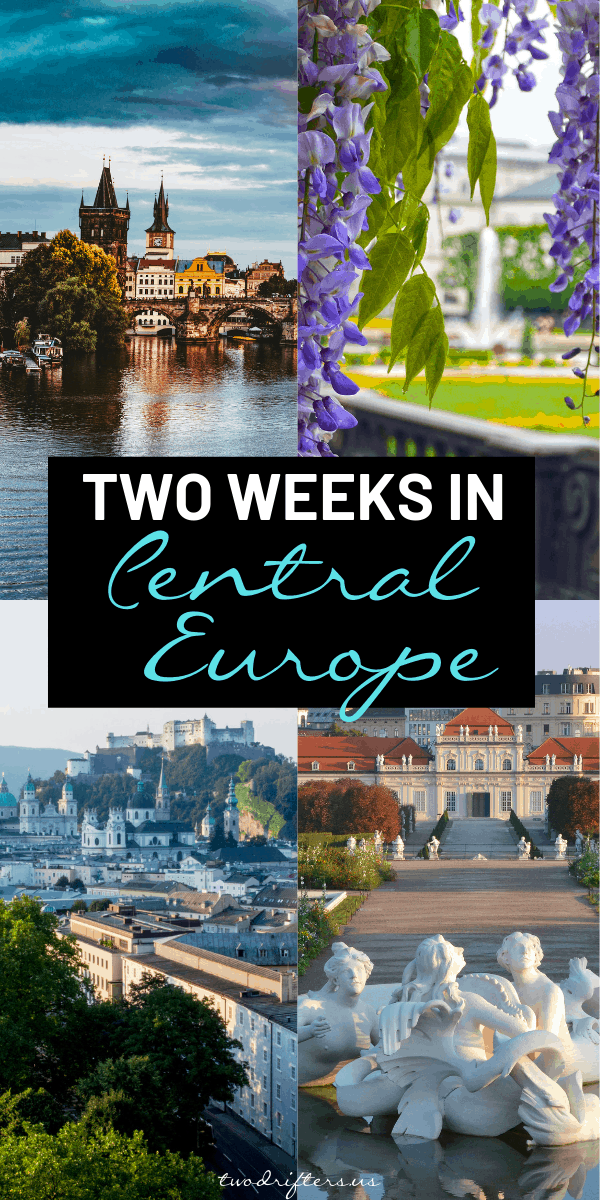 Pinterest social share image that says "Two Weeks in Central Europe."