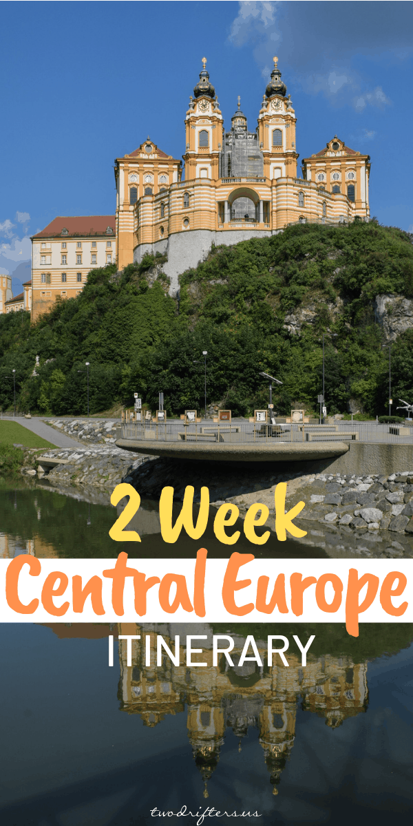 Pinterest social share image that says "2 Week Central Europe Itinerary."