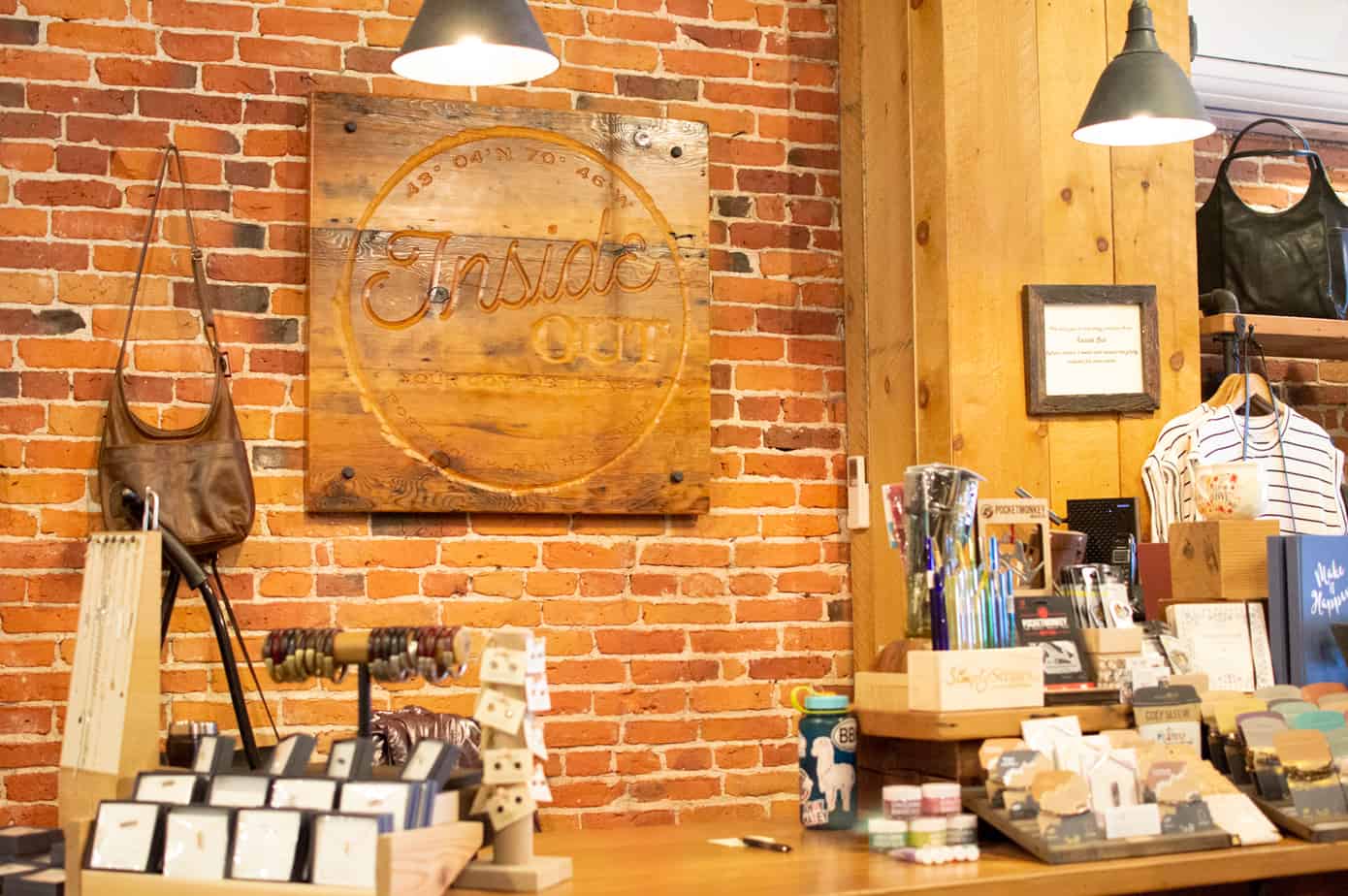 A restaurant counter up against a red brick wall in Portsmouth New Hampshire