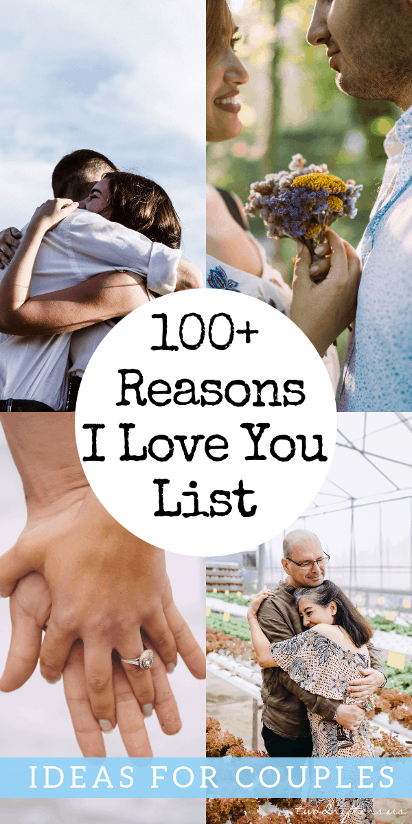 Pinterest social share image that says "100+ Reasons I Love You List."