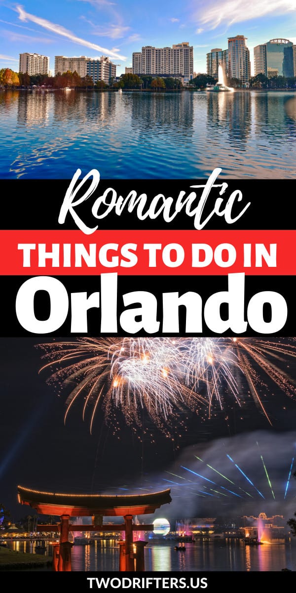 Pinterest social share image that says "Romantic Things to do in Orlando."