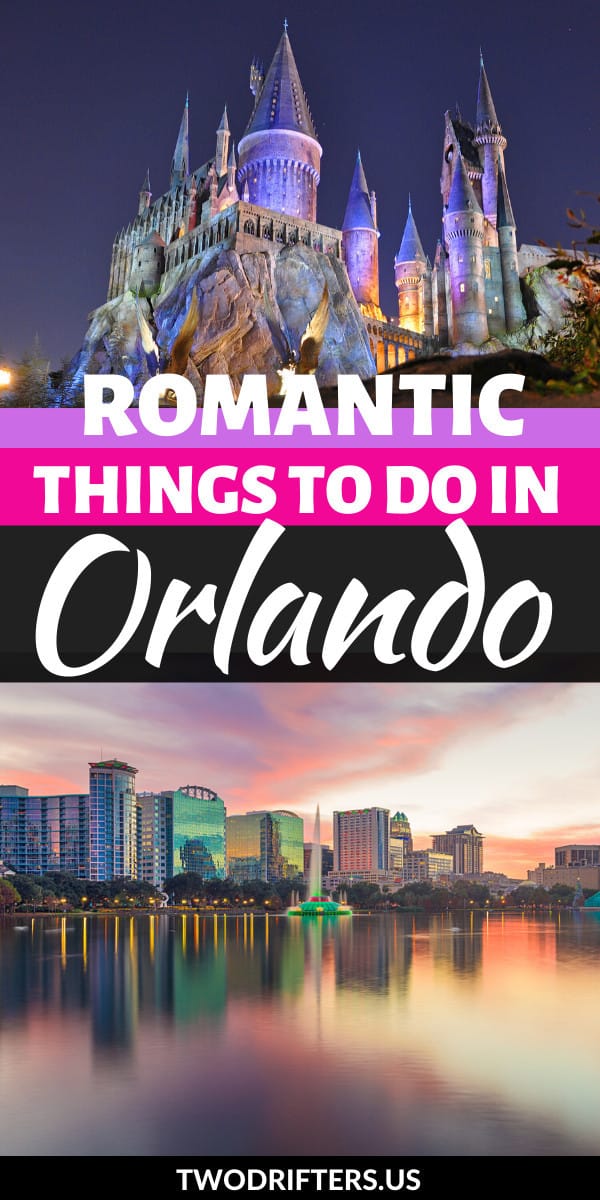Pinterest social share image that says "Romantic Things to do in Orlando."