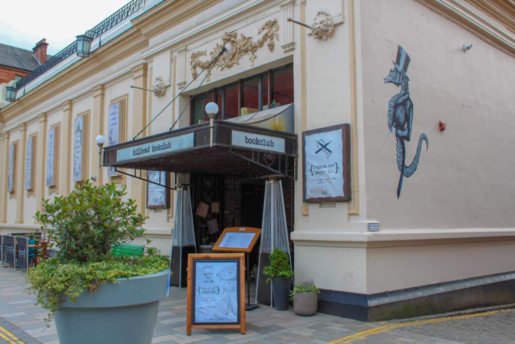 Exterior of a building that says bookclub.