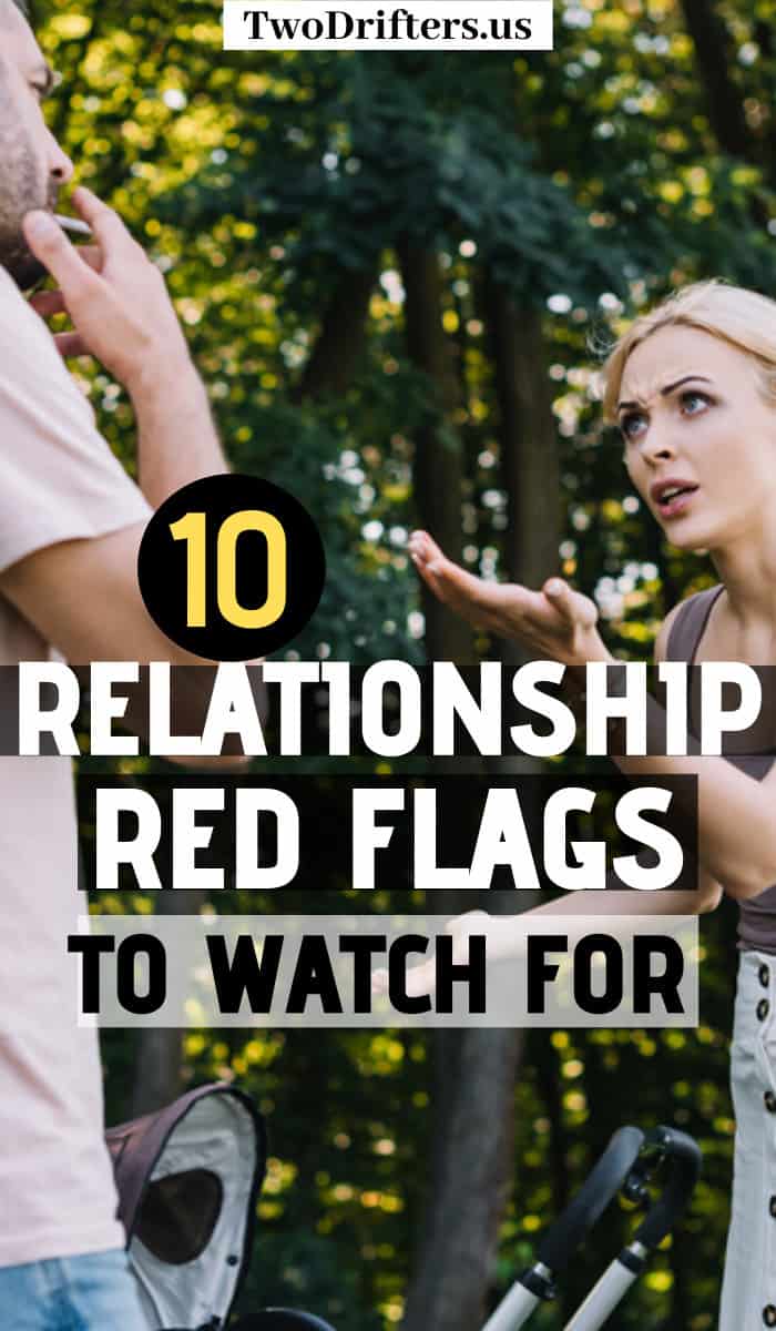 Pinterest social share image that says "10 Relationship Red Flags to Watch For."