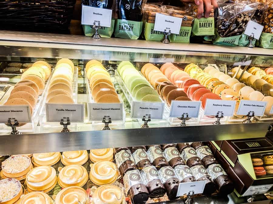 Display case filled with pastries.