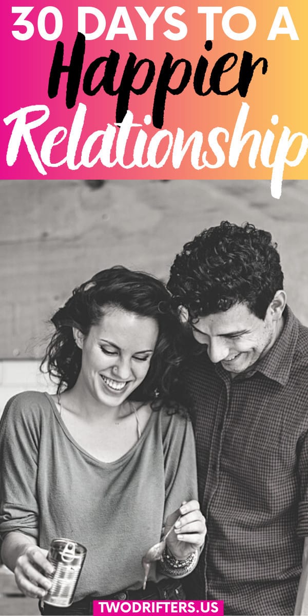 Pinterest social share image that says "30 Days to a Happier Relationship."