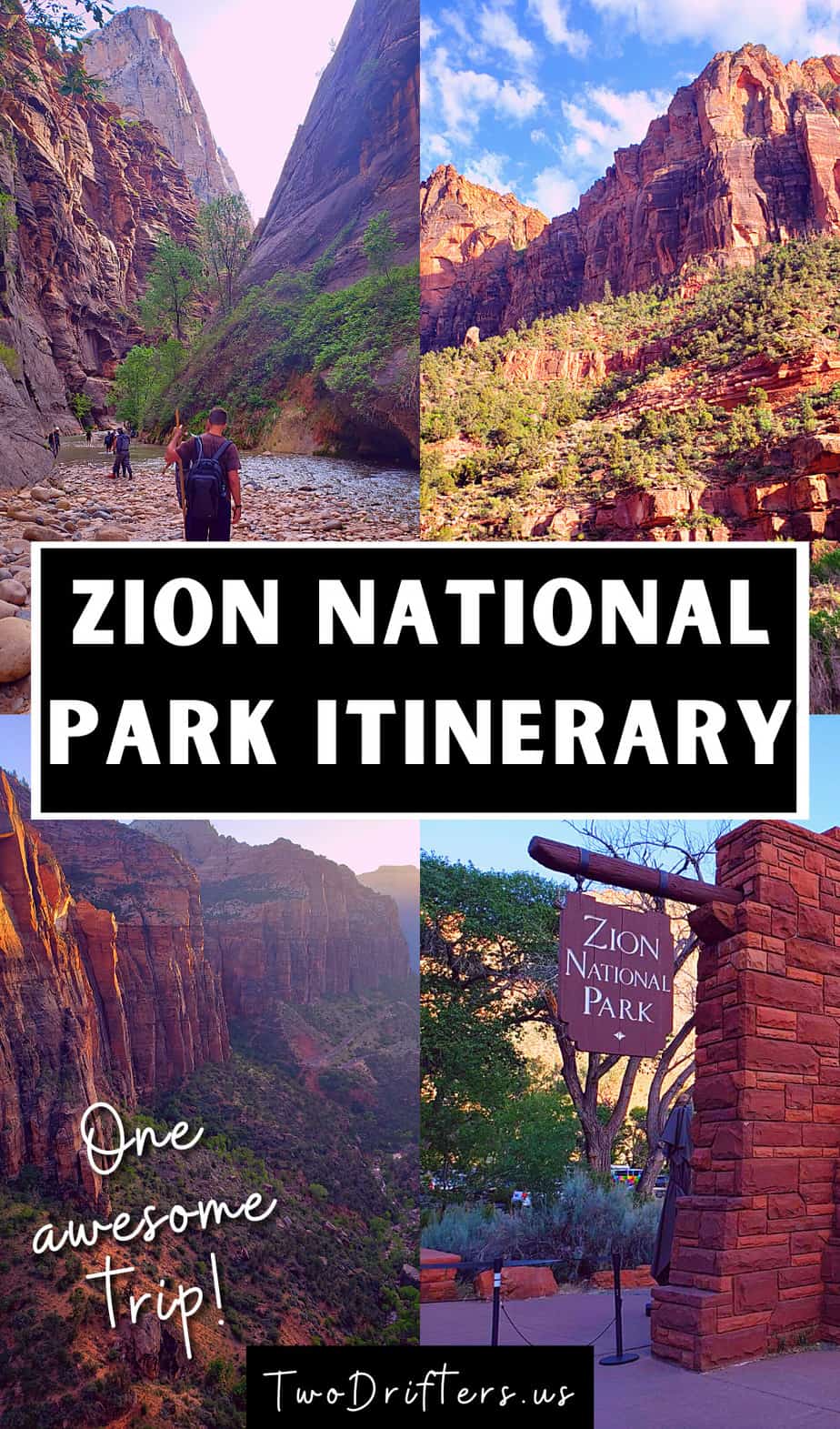 Pinterest social image that says "Zion National Park Itinerary."
