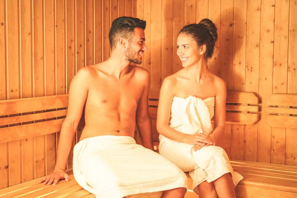 A couple sharing a romantic sauna in Pennsylvania